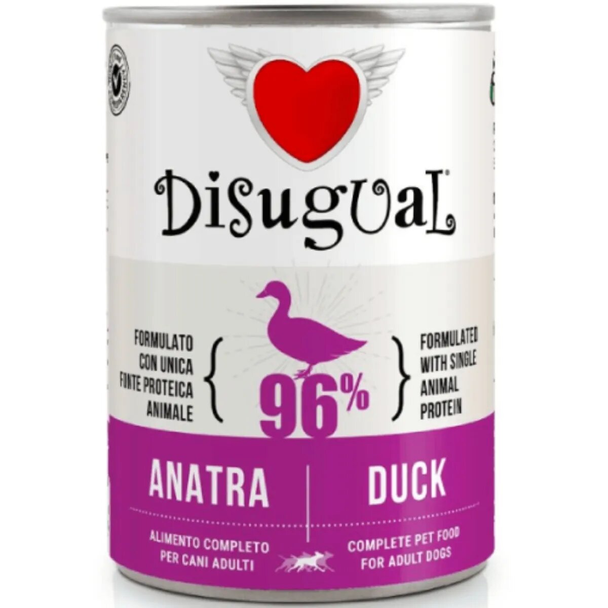 DISUGUAL Monoprotein XS-XL Rață conservă hrană umedă monoproteică fără cereale câini (pate) 400g