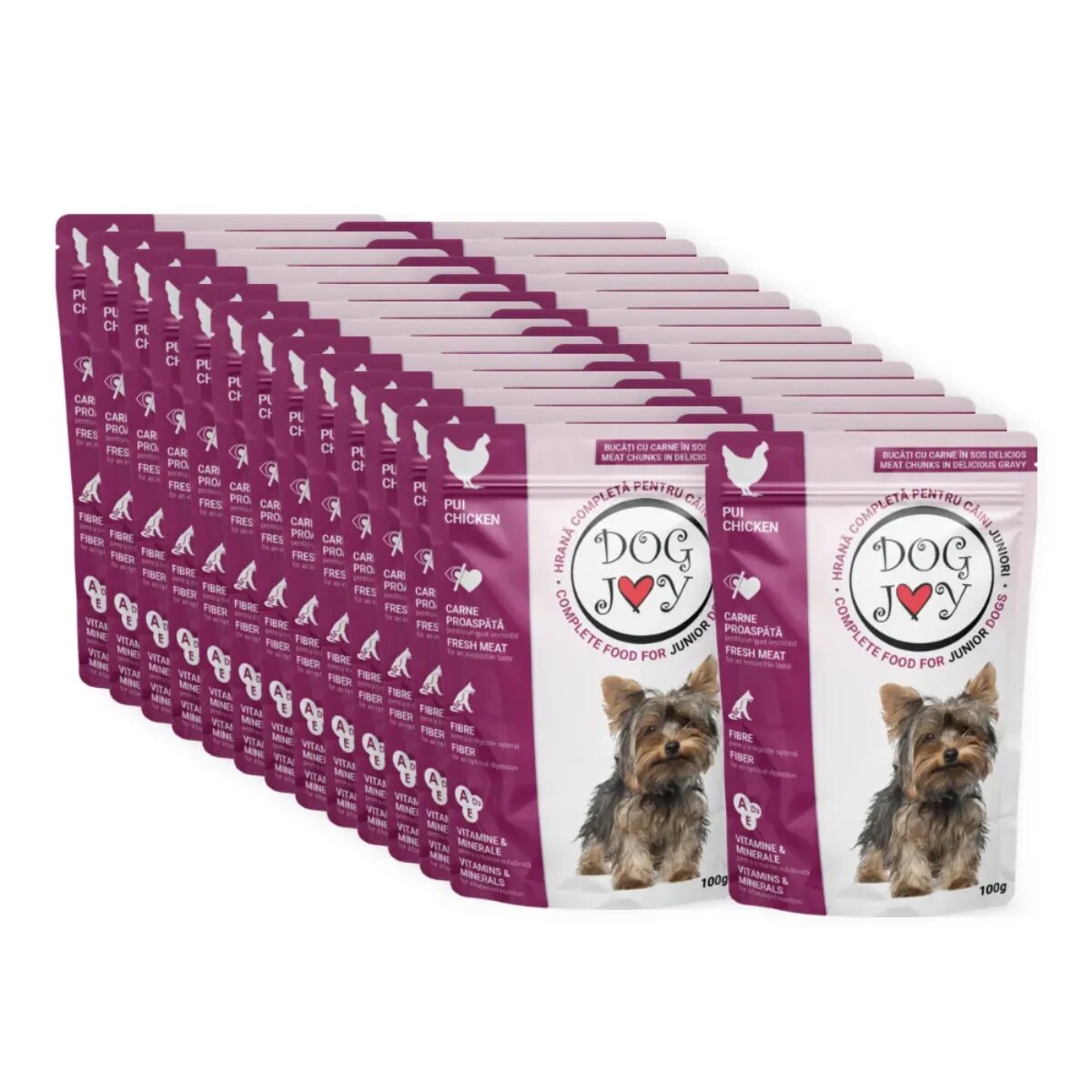 DOG JOY Junior XS-S Pui plic hrană umedă câini junior (în sos) bax 100g x 24buc