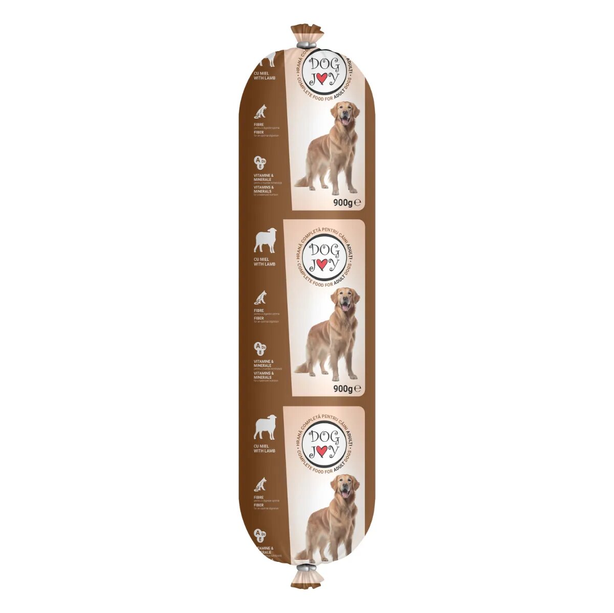 DOG JOY Salam XS-XL Miel salam hrană umedă câini 900g