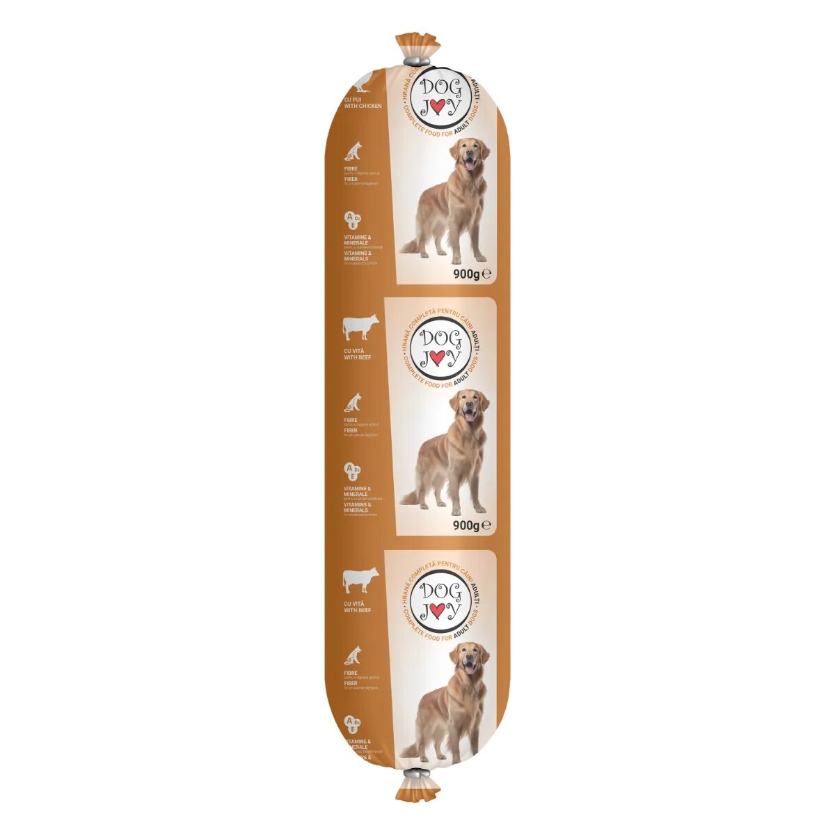 DOG JOY Salam XS-XL Pui salam hrană umedă câini 900g