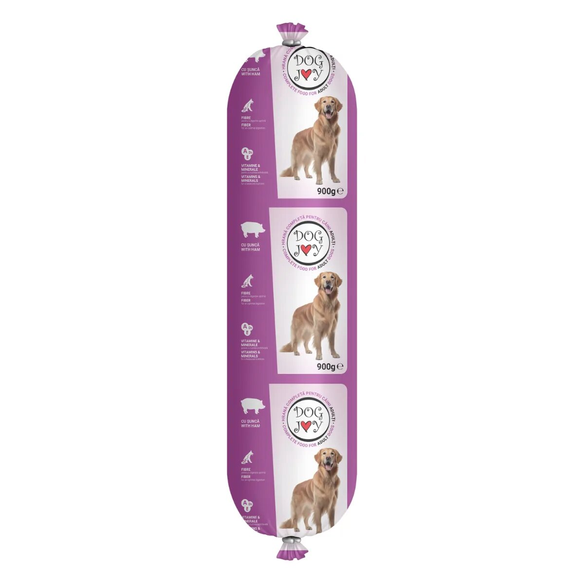 DOG JOY Salam XS-XL Șuncă salam hrană umedă câini 900g