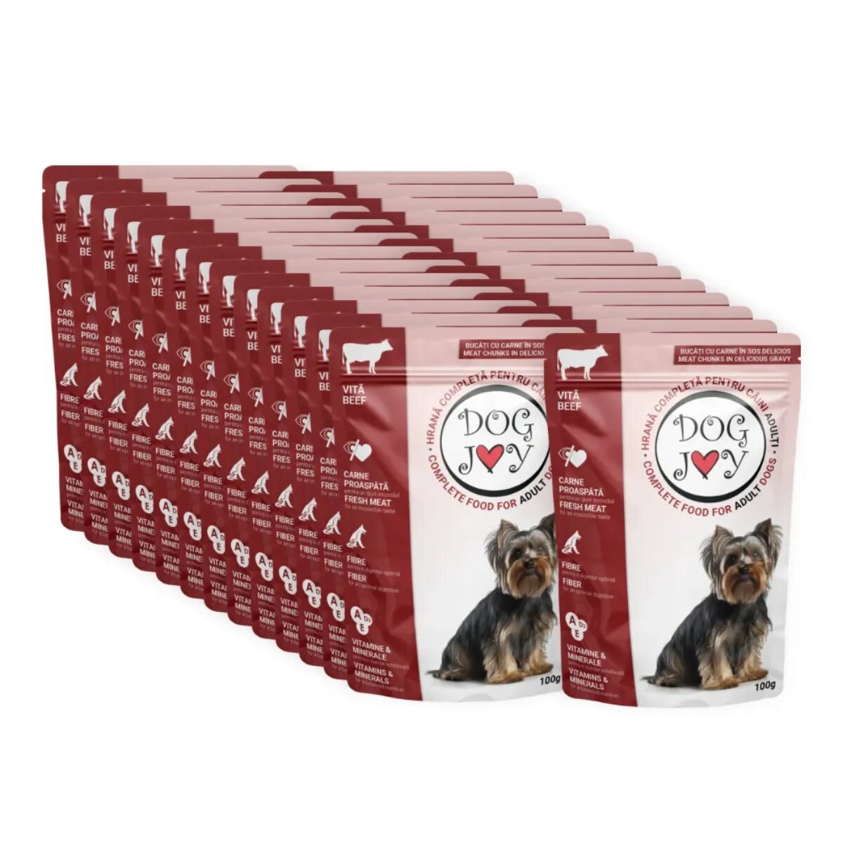 DOG JOY XS-S Vită plic hrană umedă câini (în sos) bax 100g x 24buc