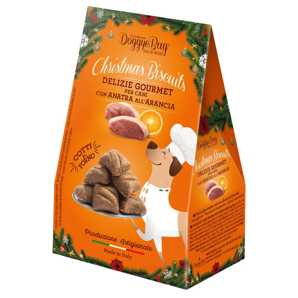 DOGGYEBAG Christmas Biscuits XS-XL Rață și Portocale punguță recompense câini 180g
