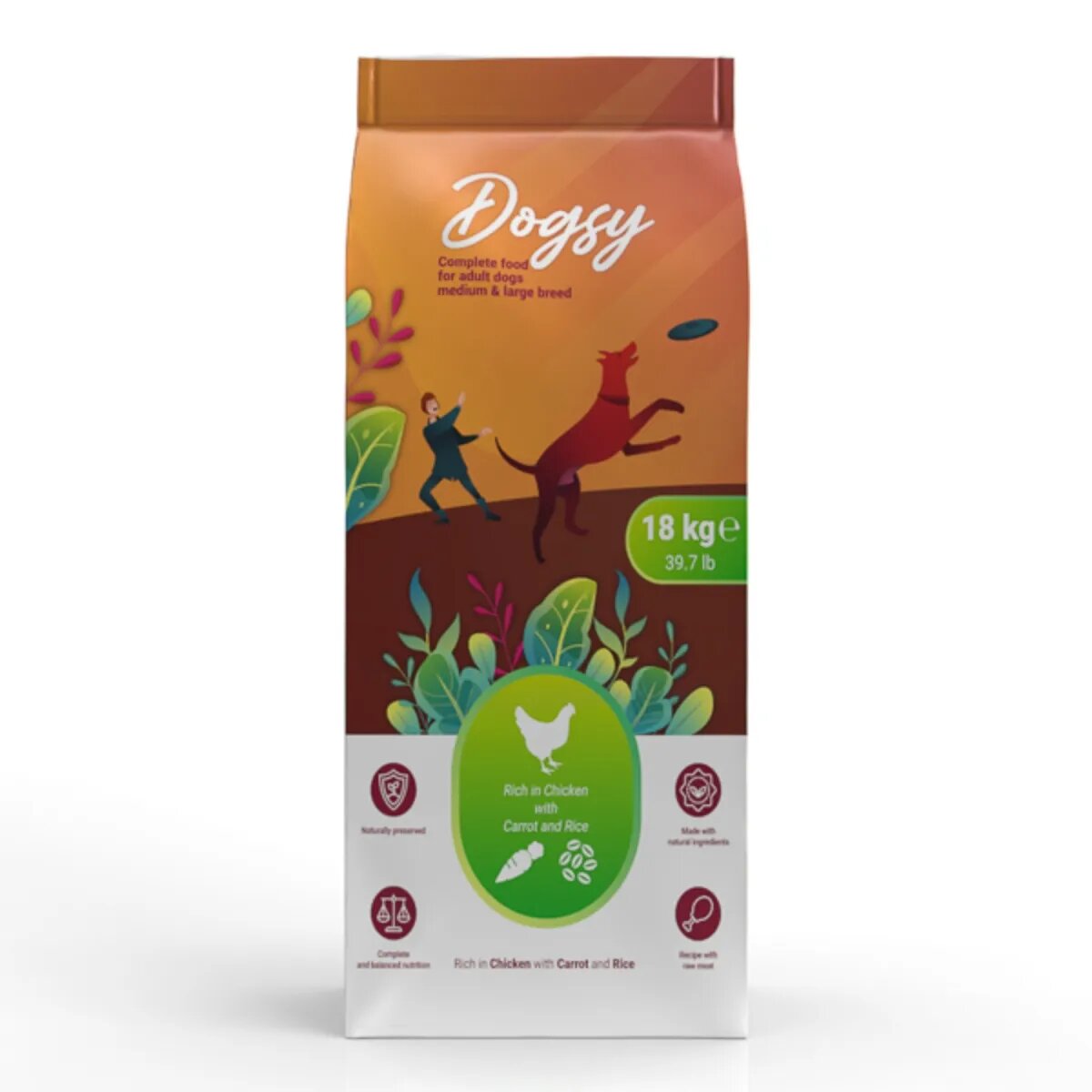 DOGSY M-XL Pui și Morcov hrană uscată câini 18kg