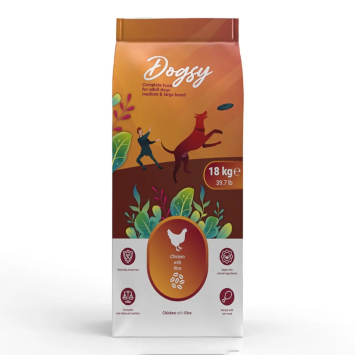 DOGSY M-XL Pui și Orez hrană uscată câini 18kg