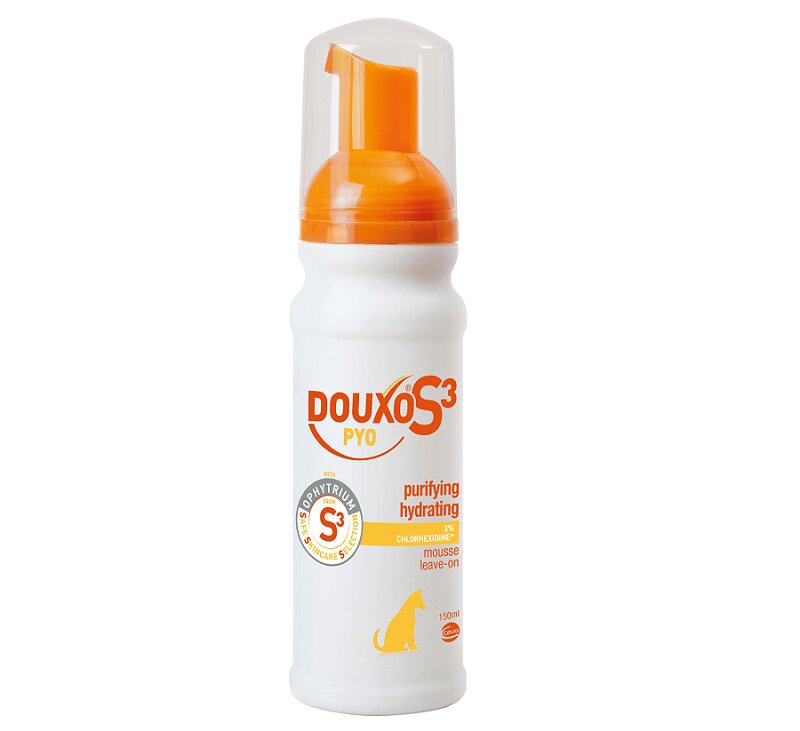DOUXO S3 Pyo spumă câini și pisici antibacteriană / antifungică flacon 150ml