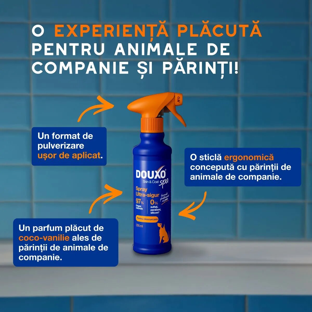 DOUXO SPA Detangling spray descâlcit câini descâlcirea blănii Vanilie și Nucă de cocos flacon 295ml