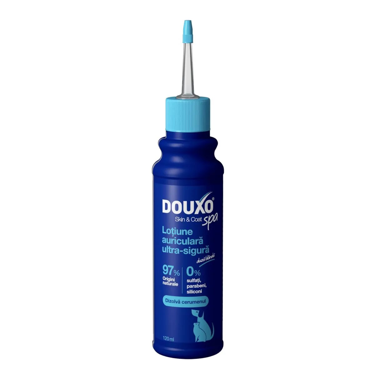 DOUXO SPA Ear Cleaner dewaxing soluție igiena urechilor câini și pisici hidratantă hipoalergenică flacon cu aplicator 120ml