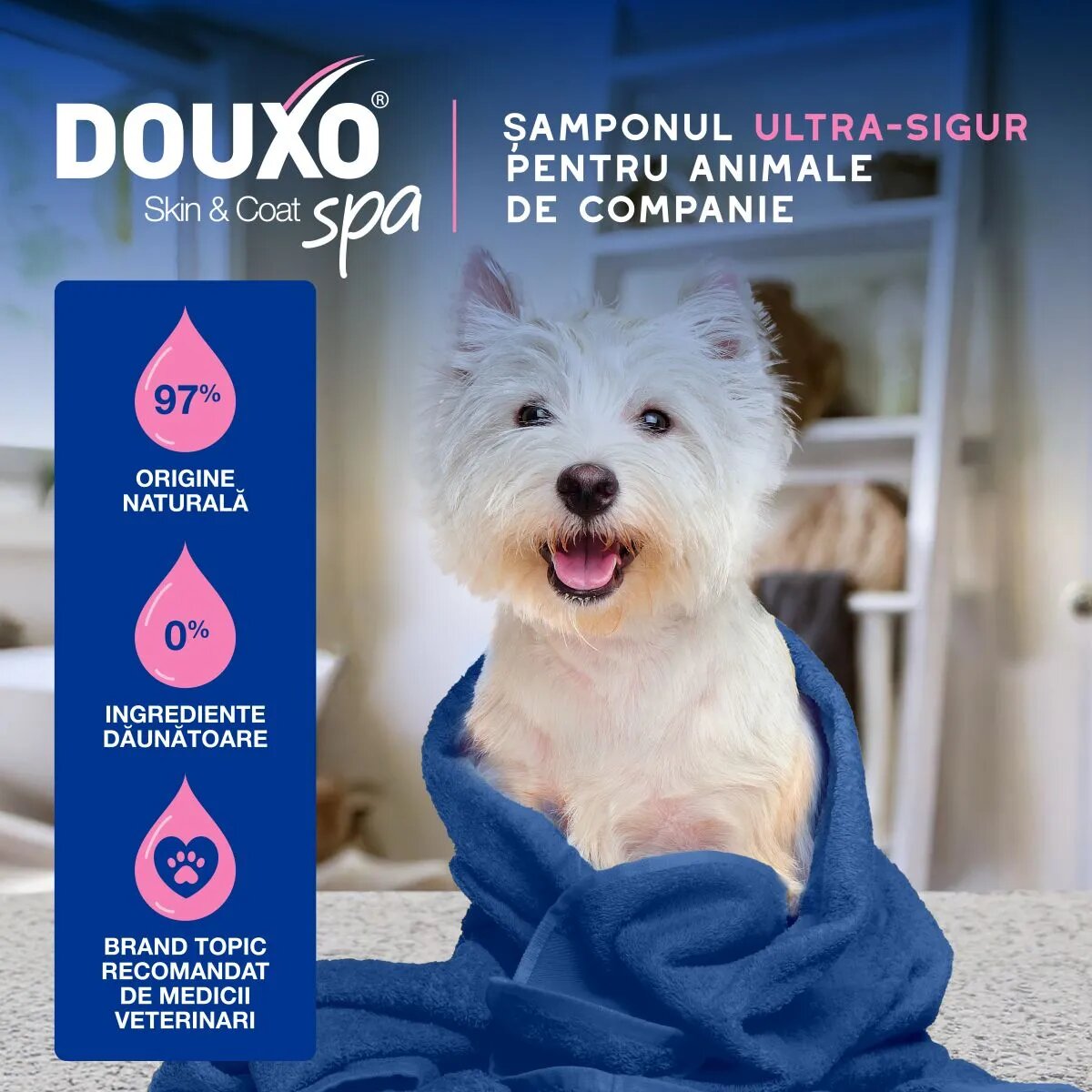 DOUXO SPA Itch Soothing șampon câini anti-mâncărime calmant Vanilie și Nucă de cocos flacon 250ml