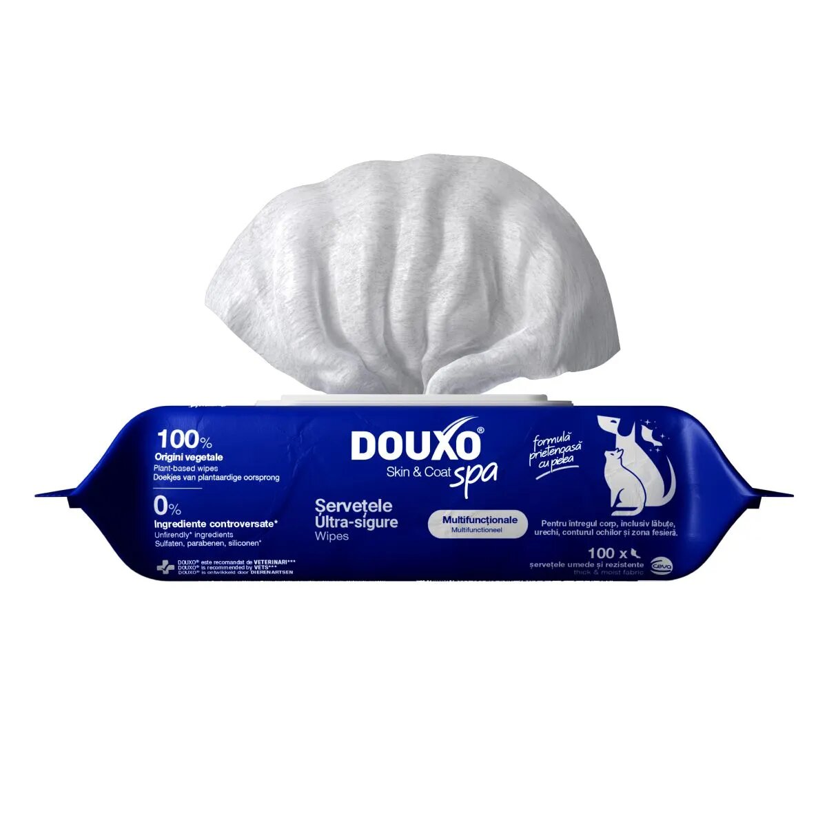 DOUXO SPA Multipurpose șervețele umede câini și pisici hipoalergenice Vanilie și Nucă de cocos resigilabil 100buc