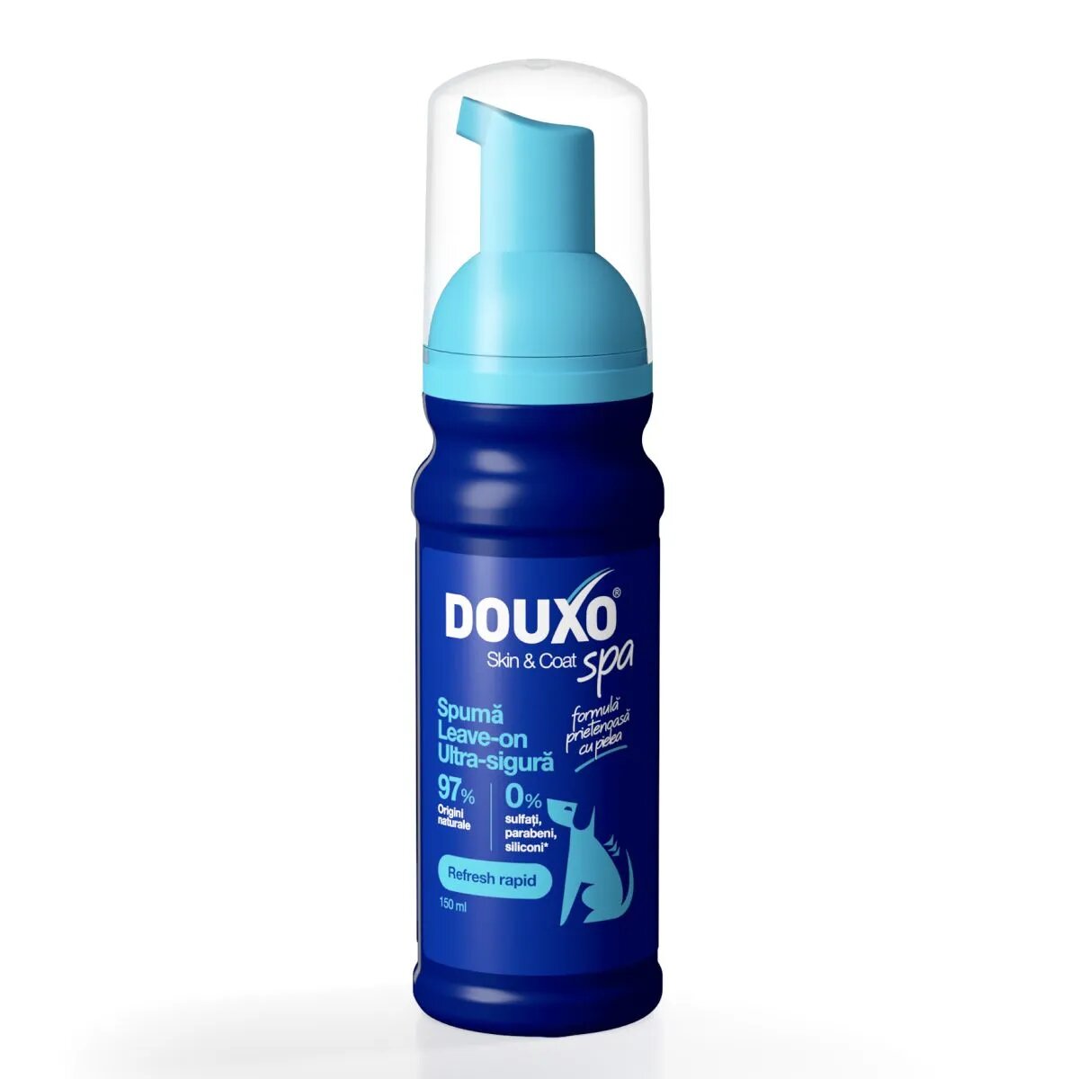 DOUXO SPA Quick Refresh Mousse șampon spumă câini fără clătire hidratantă Vanilie și Nucă de cocos flacon 150ml