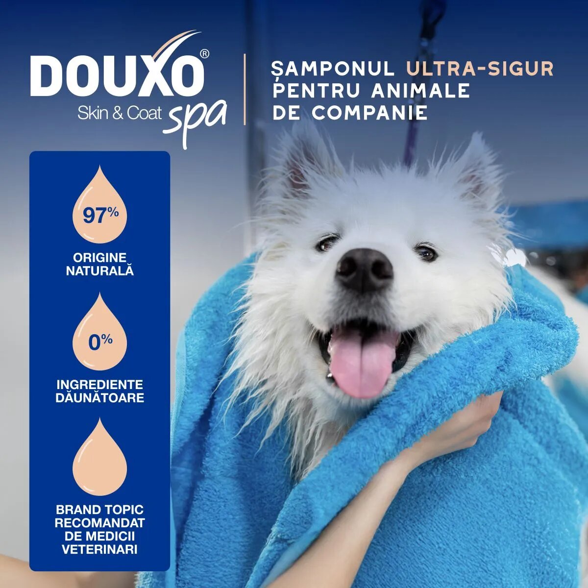 DOUXO SPA Shed Control șampon câini anti-năpârlire Vanilie și Nucă de cocos flacon 250ml