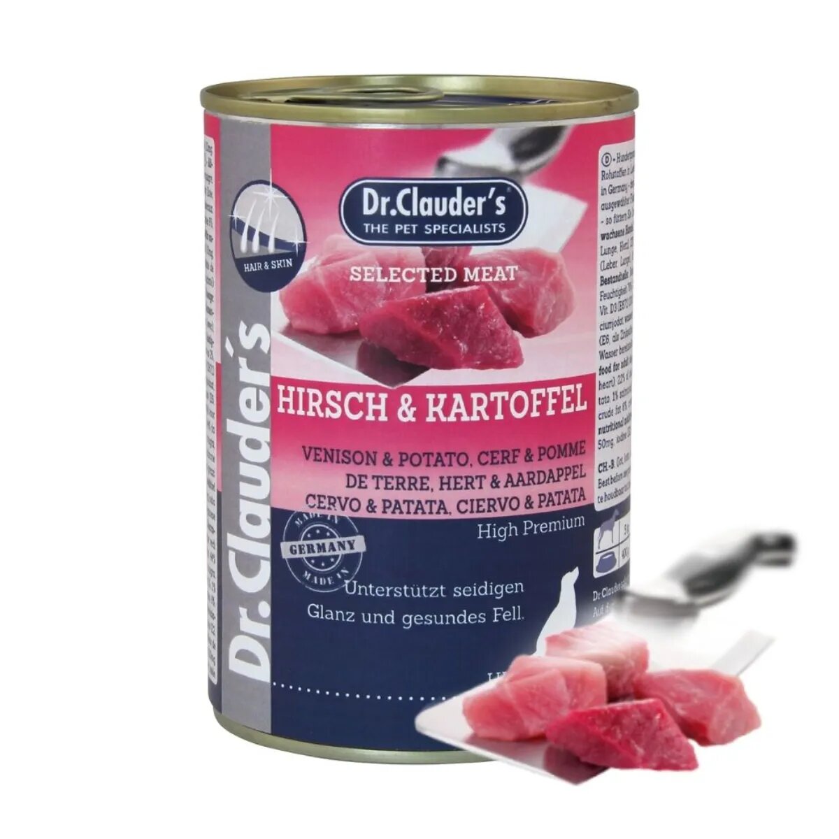 DR. CLAUDER'S Selected Meat XS-XL Căprioară și Cartofi conservă hrană umedă fără cereale câini (în suc propriu) 400g