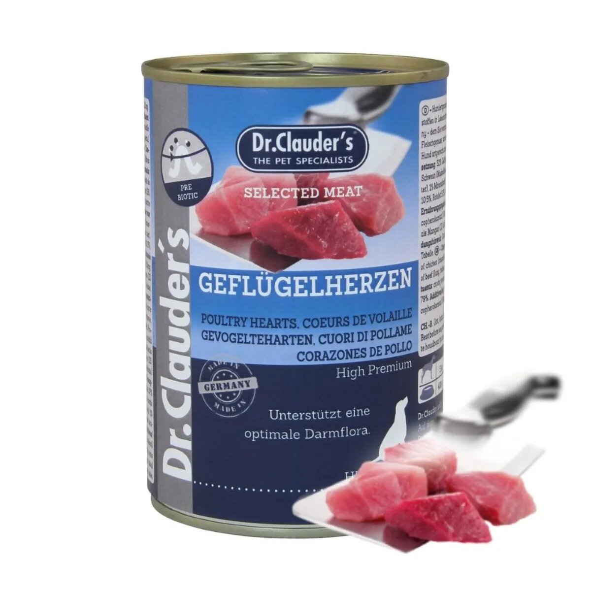 DR. CLAUDER'S Selected Meat XS-XL Inimi de Pui conservă hrană umedă câini (în suc propriu) 400g