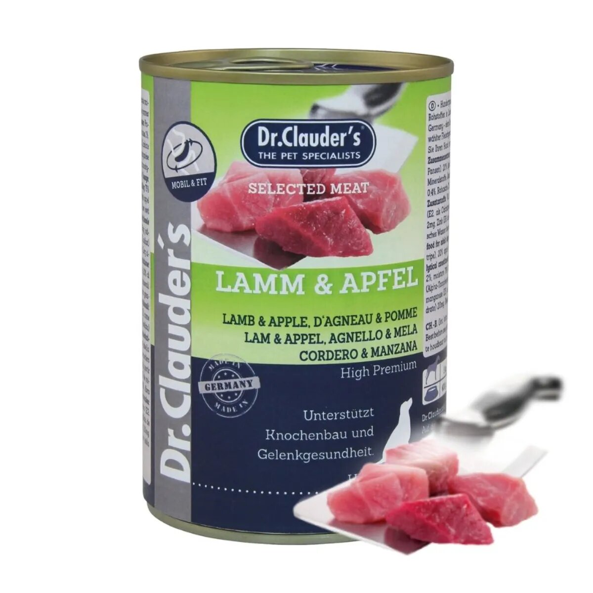 DR. CLAUDER'S Selected Meat XS-XL Miel și Mere conservă hrană umedă fără cereale câini sistem articular (în suc propriu) 400g