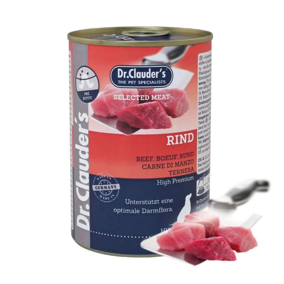 DR. CLAUDER'S Selected Meat XS-XL Vită conservă hrană umedă fără cereale câini (în suc propriu) 400g