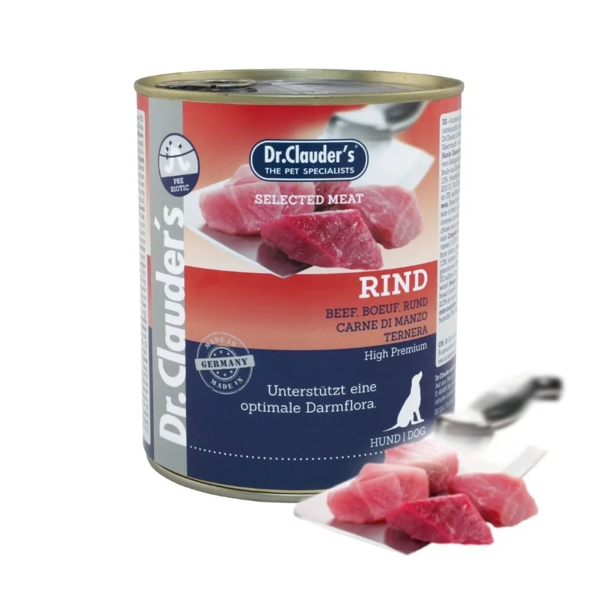 DR. CLAUDER'S Selected Meat XS-XL Vită conservă hrană umedă fără cereale câini (în suc propriu) 800g