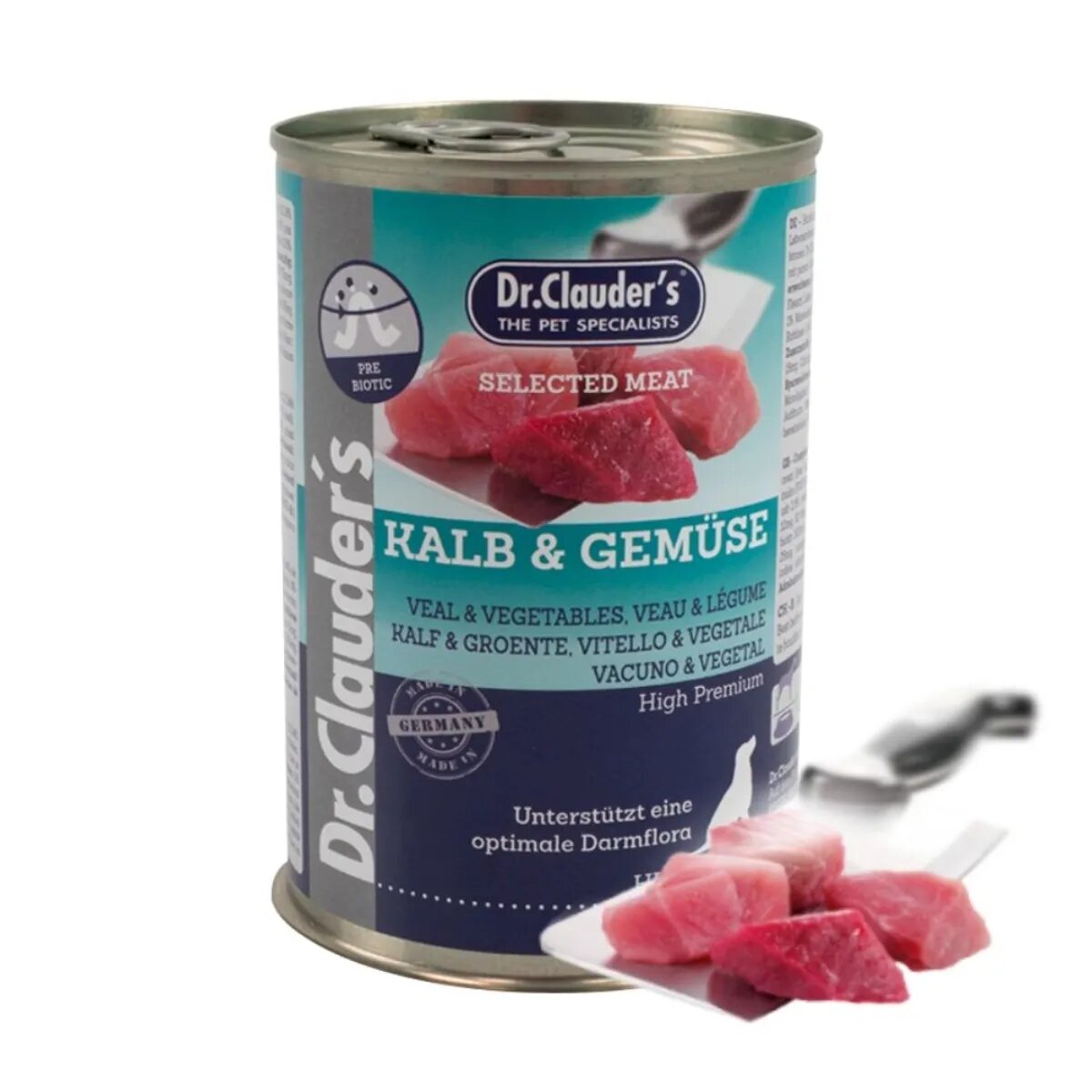 DR. CLAUDER'S Selected Meat XS-XL Vițel și Legume conservă hrană umedă fără cereale câini (în suc propriu) 400g