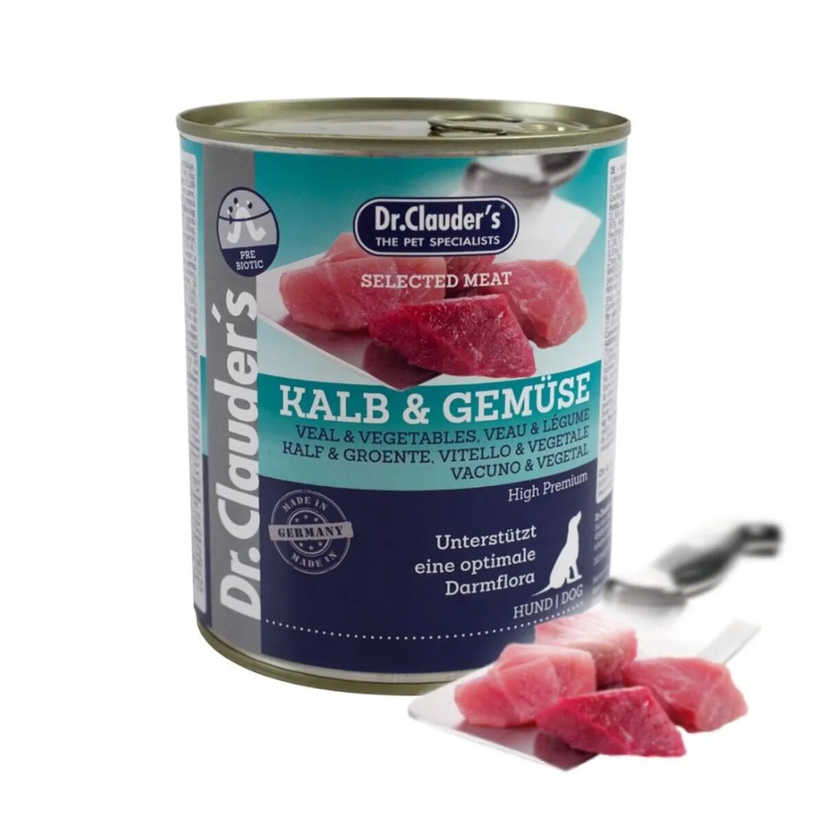 DR. CLAUDER'S Selected Meat XS-XL Vițel și Legume conservă hrană umedă fără cereale câini (în suc propriu) 800g