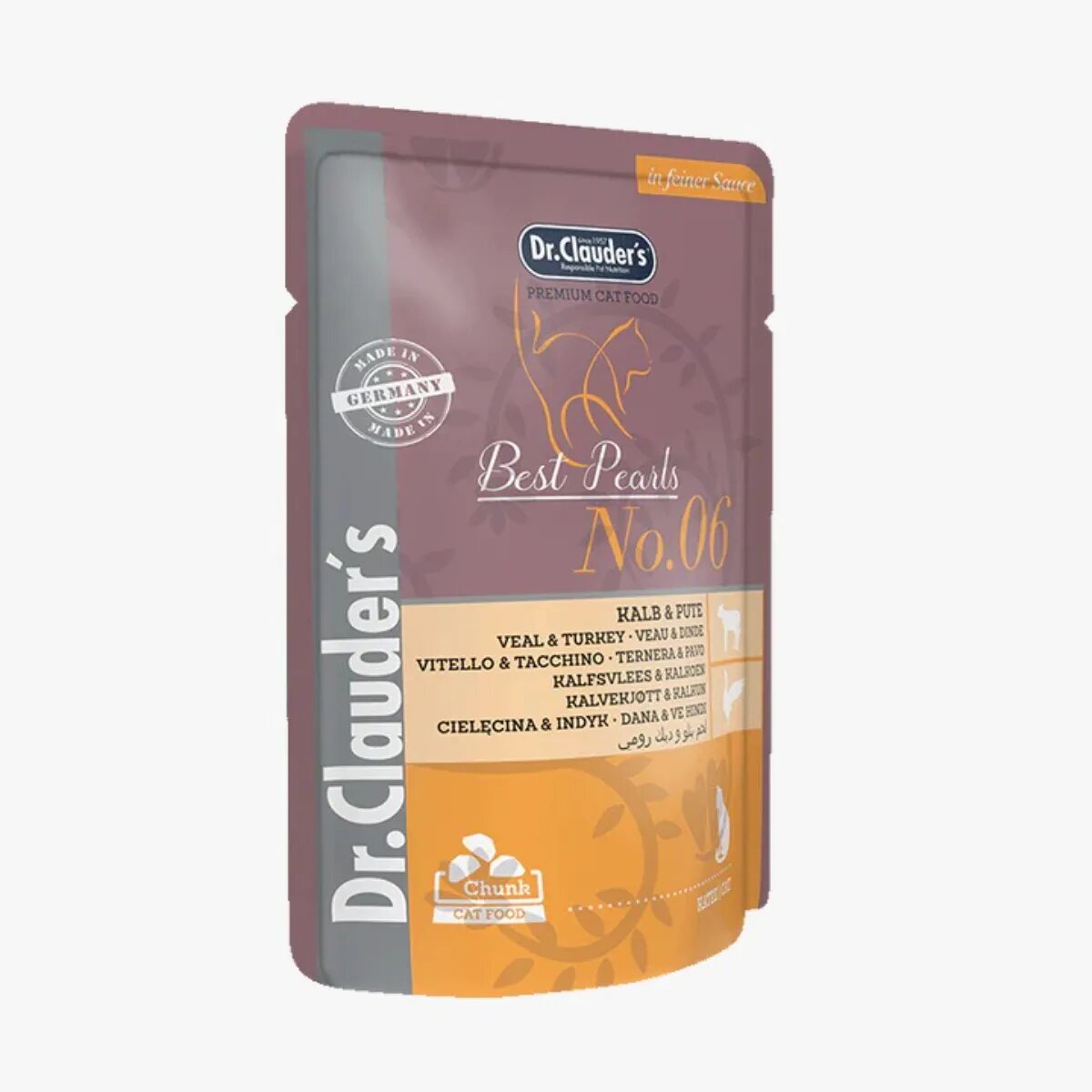DR. CLAUDER'S Vițel și Curcan plic hrană umedă pisici (în sos) 100g