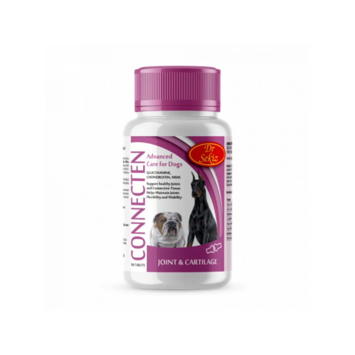 DR. SEKIZ Connecten supliment sistem articular câini comprimate Connecten XS-XL supliment sistem articular câini flacon 100 comprimate