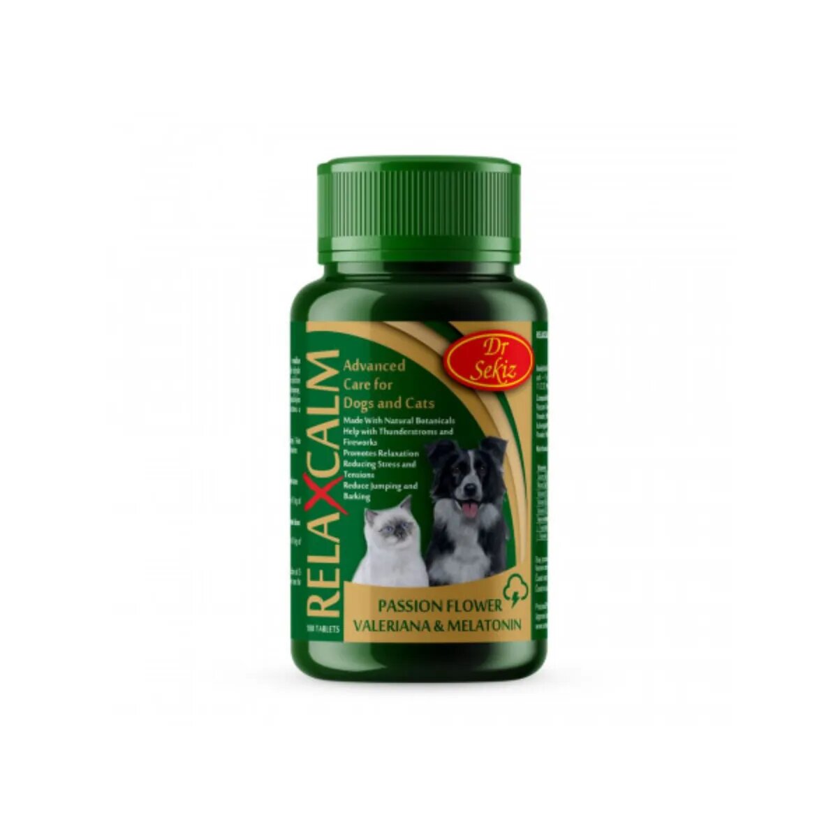 DR. SEKIZ Relaxcalm supliment sistem nervos & calmante câini comprimate Relaxcalm XS-XL supliment sistem nervos & calmante câini și pisici flacon 100 comprimate