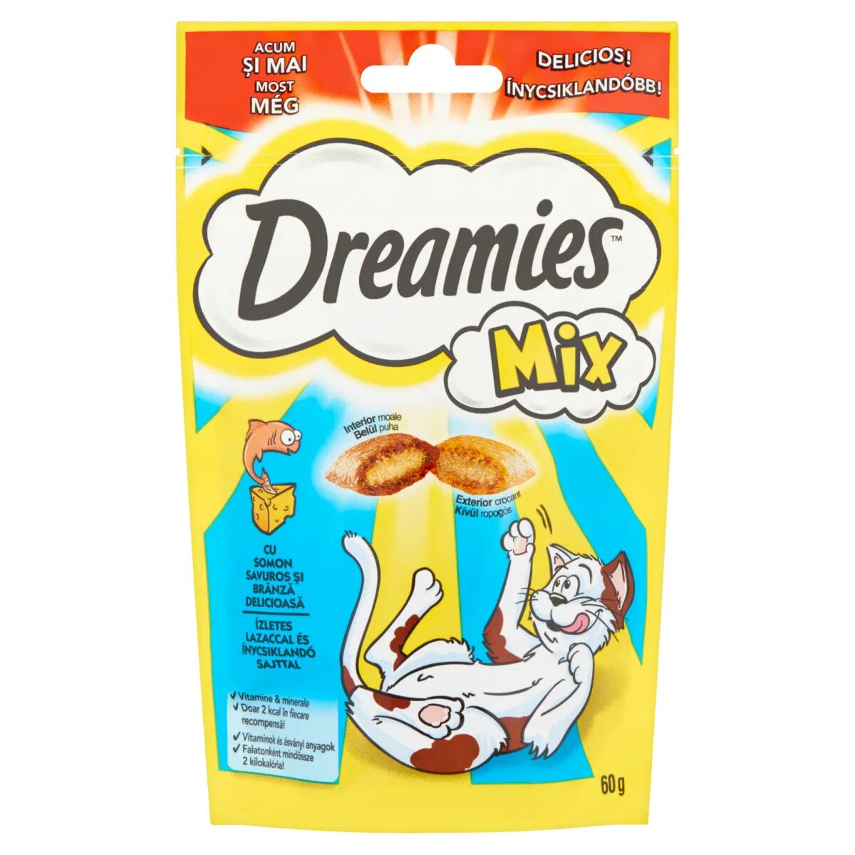 DREAMIES Somon și Brânză punguță recompense pisici 60g