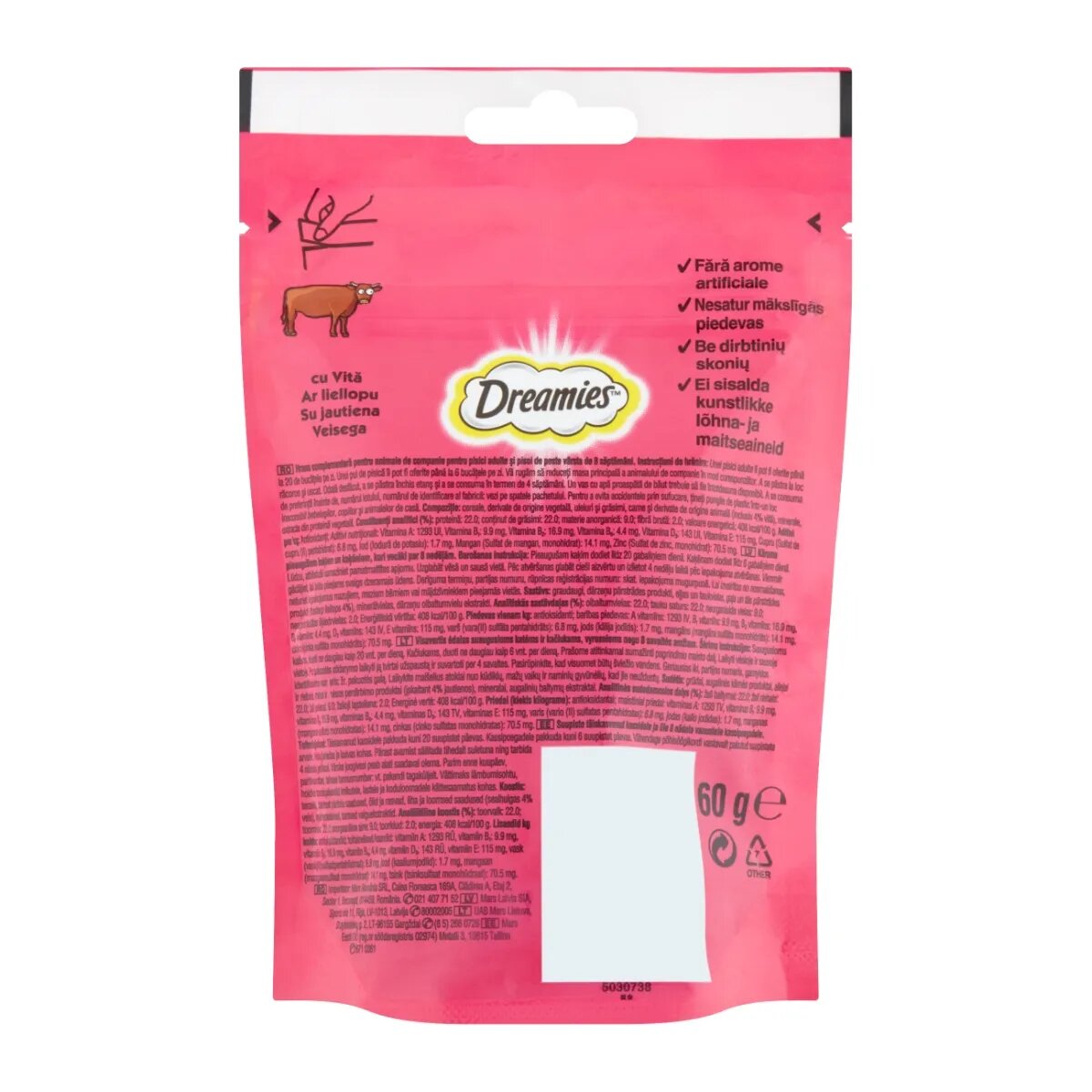 DREAMIES Vită punguță recompense pisici 60g