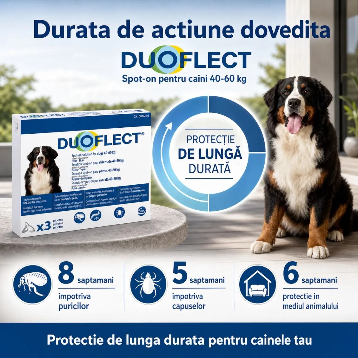 Duoflect spot-on solutie antiparazitara spot-on soluție antiparazitară câini 40-60kg 3 pipete