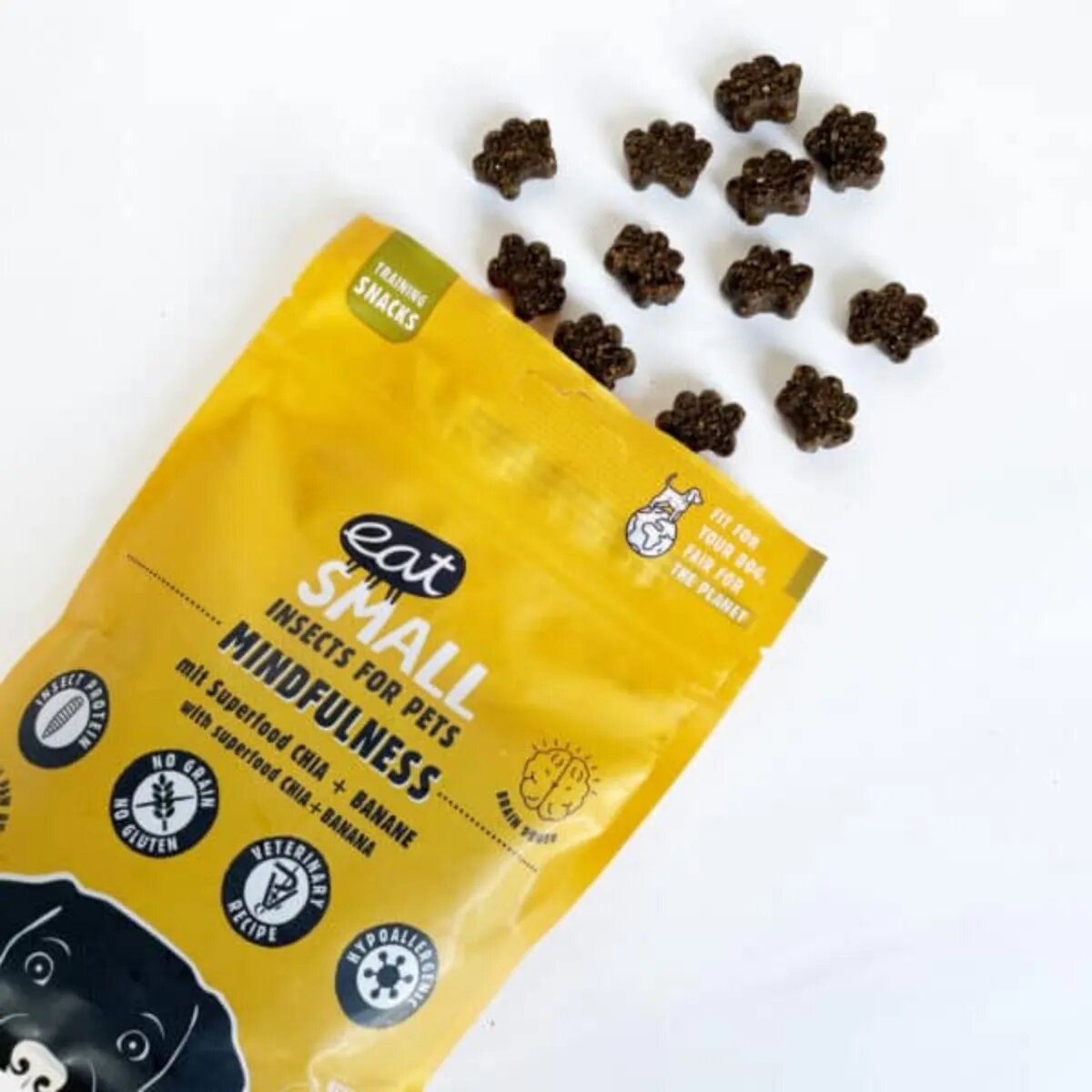 EAT SMALL Mindfulness XS-XL Insecte punguță resigilabil recompense funcționale fără cereale câini sistem nervos & calmante 125g