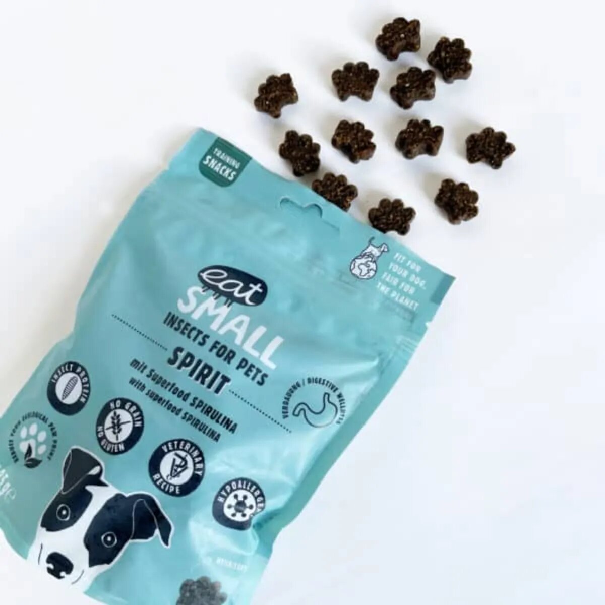 EAT SMALL Spirit Snack XS-XL Insecte și Spirulină punguță resigilabil recompense funcționale fără cereale câini sistem imunitar & alergii 125g