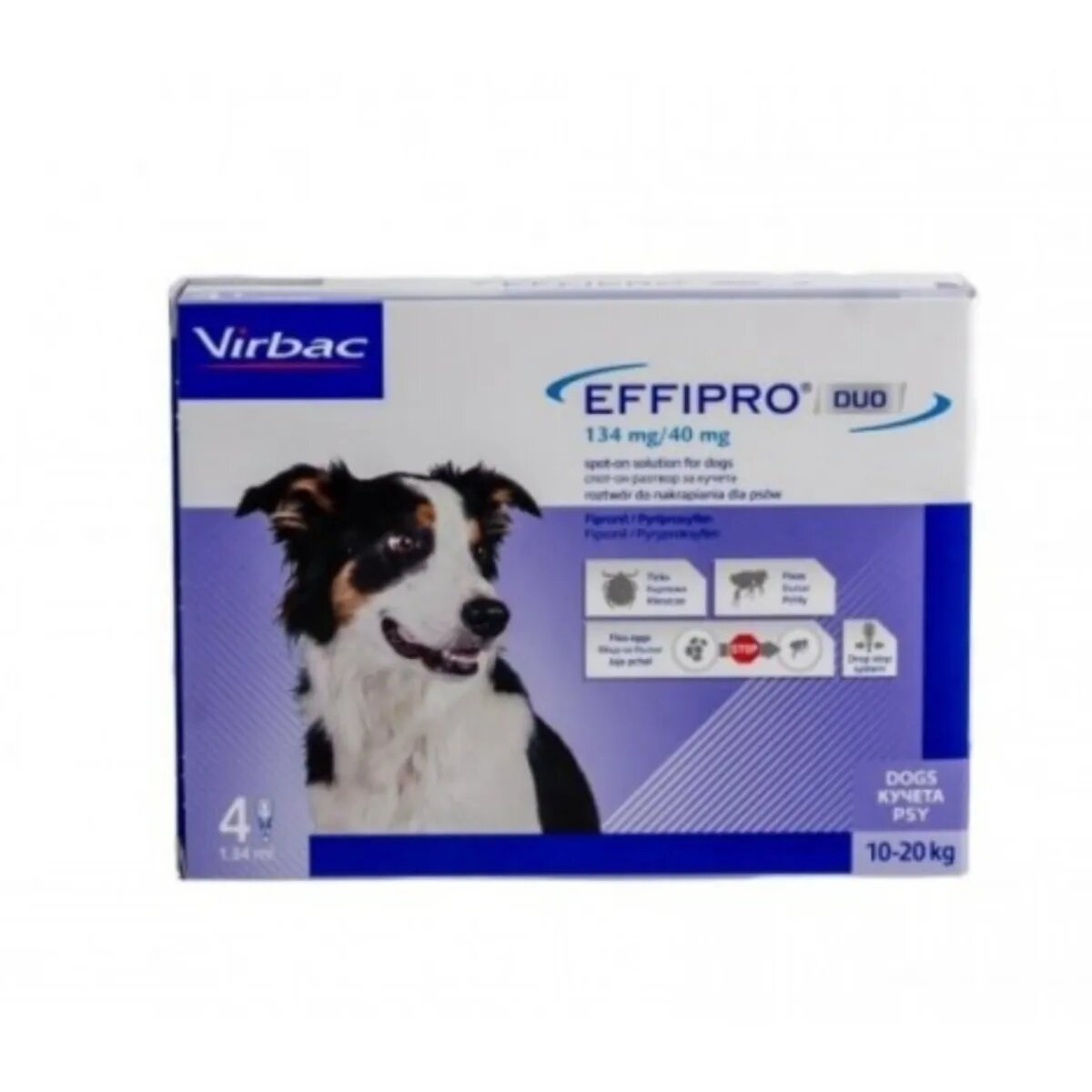 Effipro Duo SD deparazitare externă câini pipetă repelentă M(10 - 20kg) 4buc