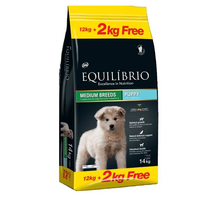 Equilibrio Medium Puppy 12 + 2 kg Gratuit