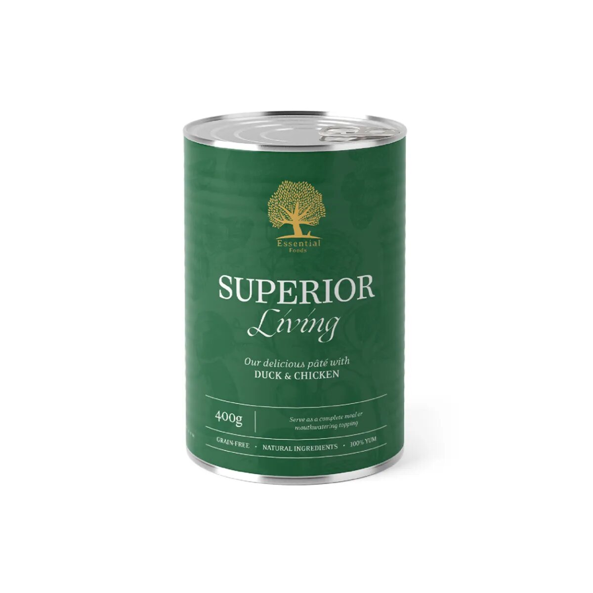 Essential Foods ESSENTIAL Superior Living XS-XL Rață și Pui conservă hrană umedă fără cereale câini (pate) 400g