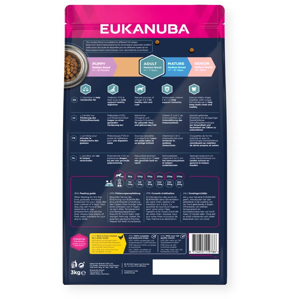 EUKANUBA Adult Medium Breed M Pui hrană uscată câini 15kg