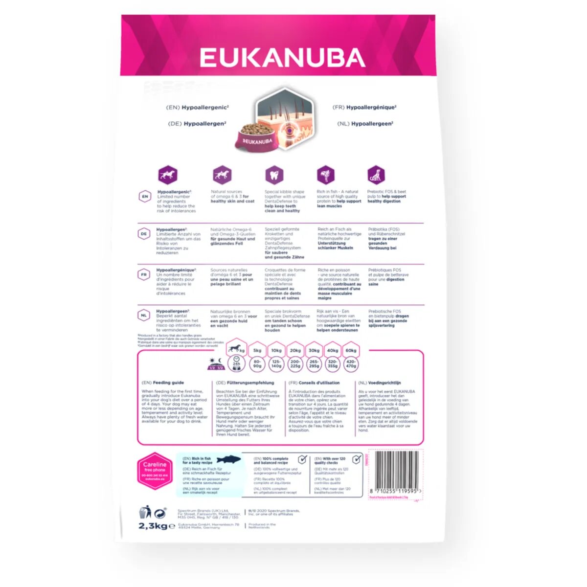 EUKANUBA Daily Care Sensitive Skin S-XL Pește hrană uscată câini piele & blană 12kg
