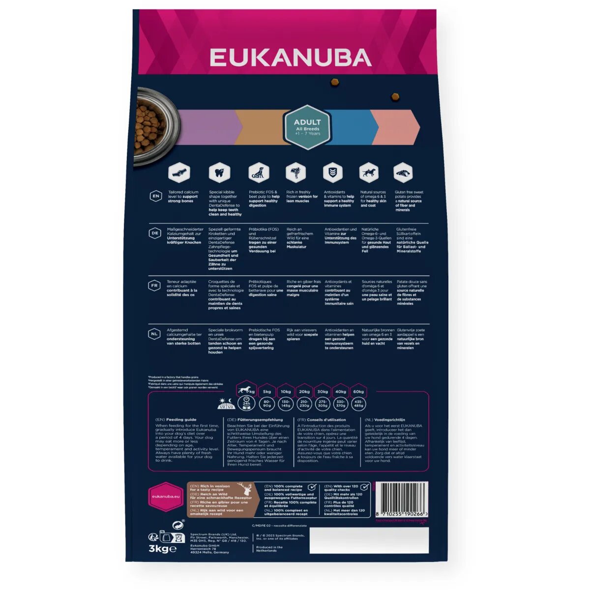 EUKANUBA Grain Free Adult All Breeds XS-XL Vânat hrană uscată fără cereale câini 12kg