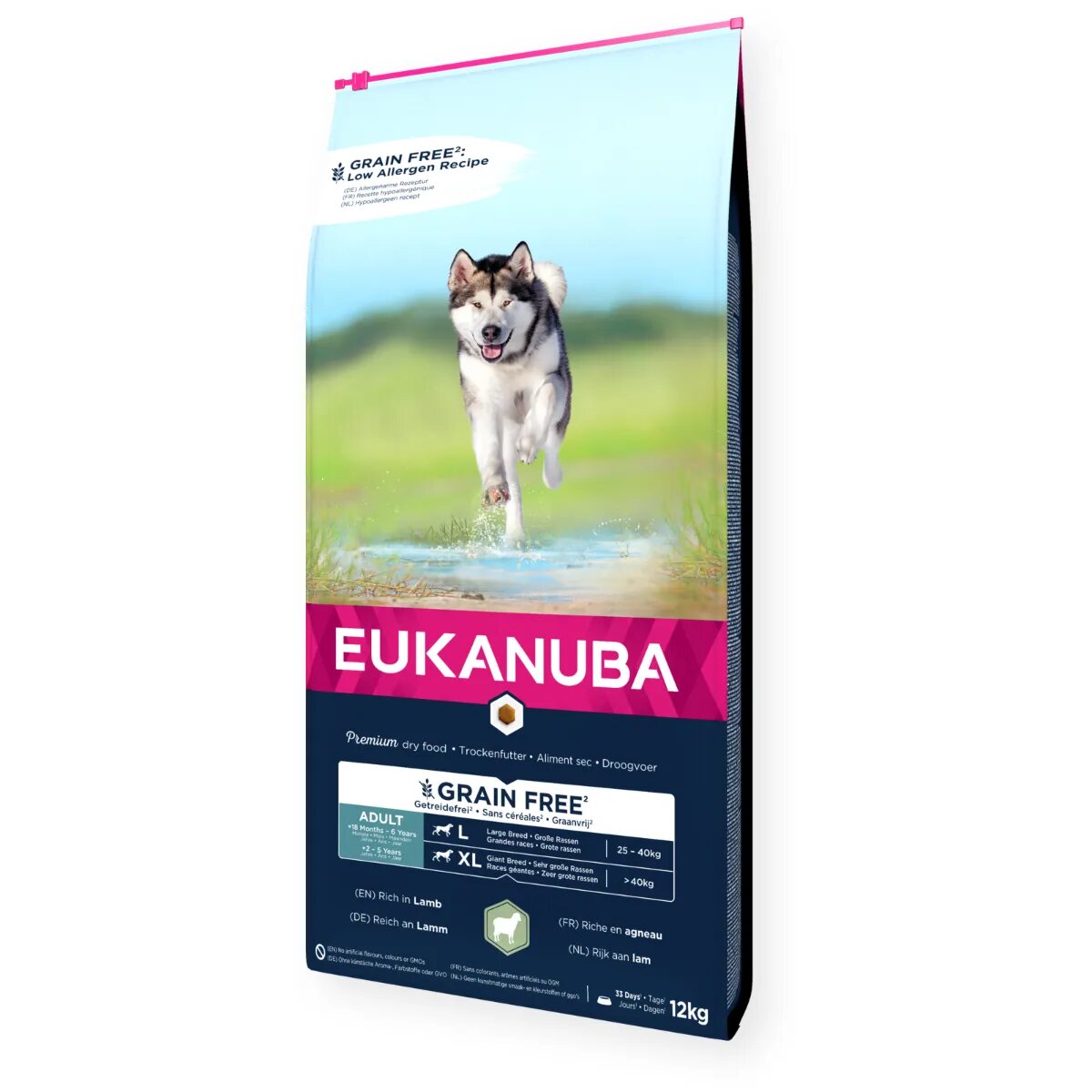 EUKANUBA Grain Free Adult Large Breed L-XL Miel hrană uscată fără cereale câini 12kg
