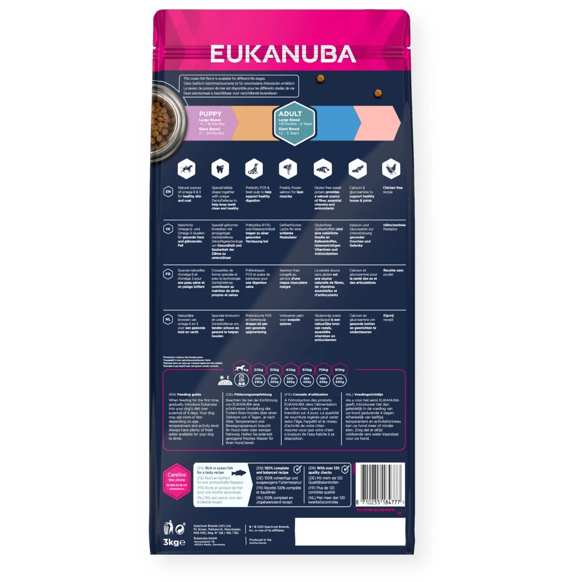 EUKANUBA Grain Free Adult Large Breed L-XL Pește hrană uscată fără cereale câini 12kg