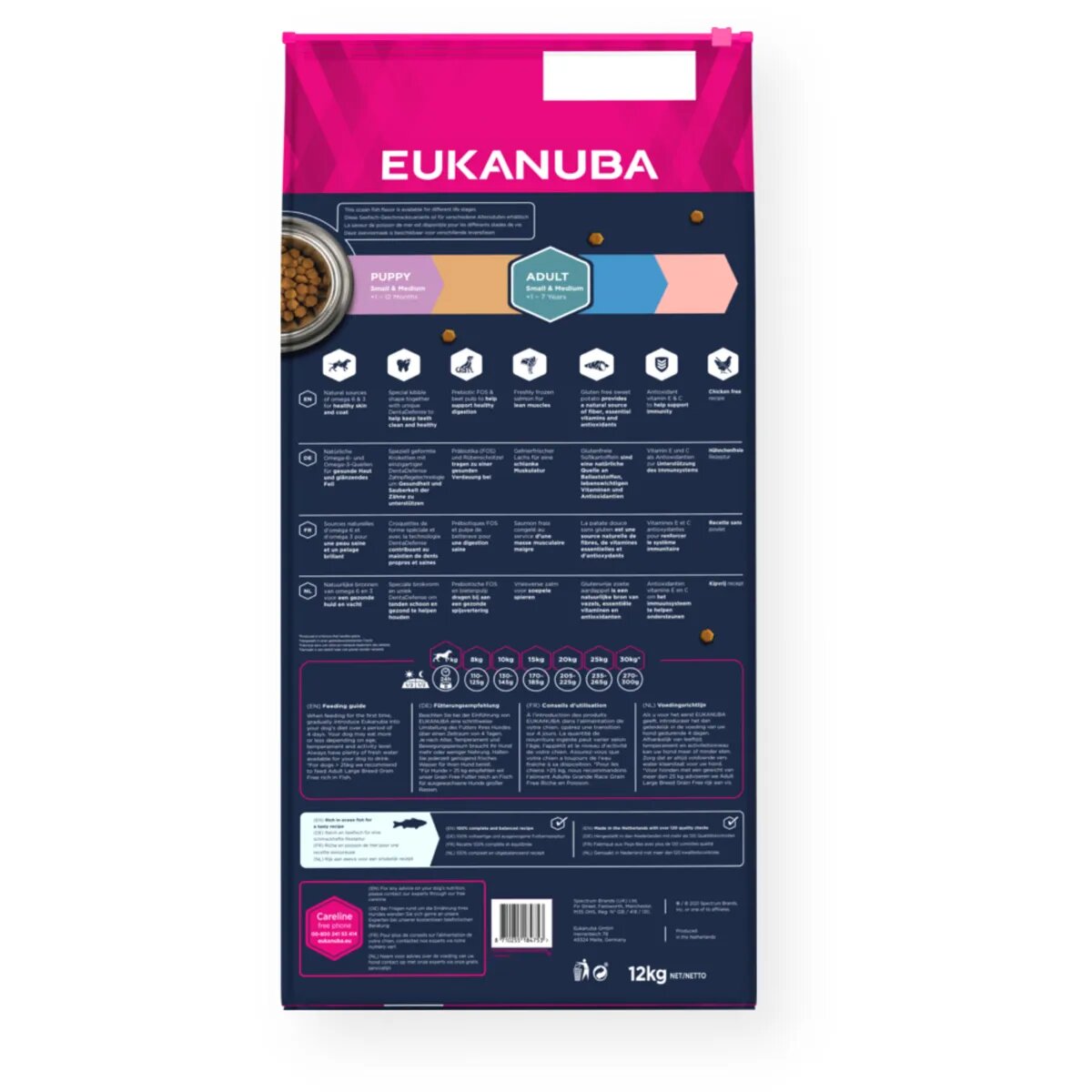 EUKANUBA Grain Free Adult Small & Medium Breed S-M Pește hrană uscată fără cereale câini 12kg