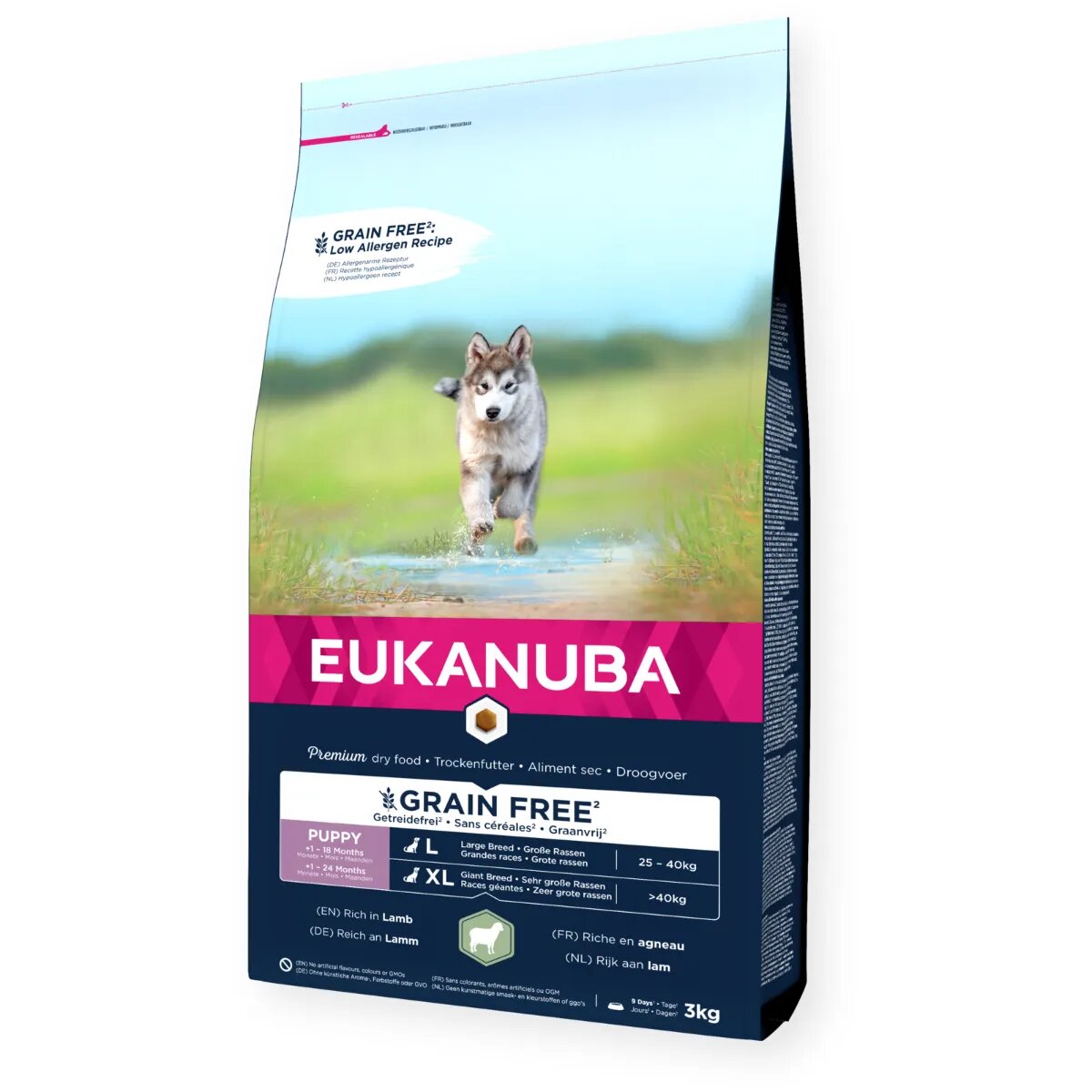EUKANUBA Grain Free Puppy Large Breed L-XL Miel hrană uscată fără cereale câini junior 12kg