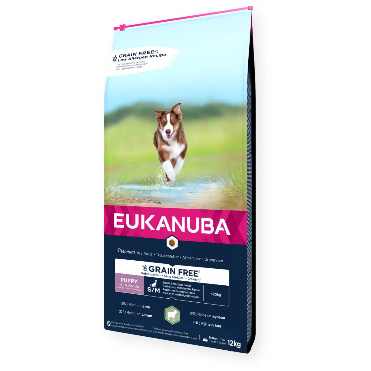 EUKANUBA Grain Free Puppy Small & Medium Breed S-M Miel hrană uscată fără cereale câini junior 12kg