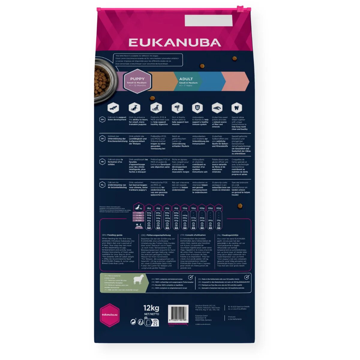 EUKANUBA Grain Free Puppy Small & Medium Breed S-M Miel hrană uscată fără cereale câini junior 12kg