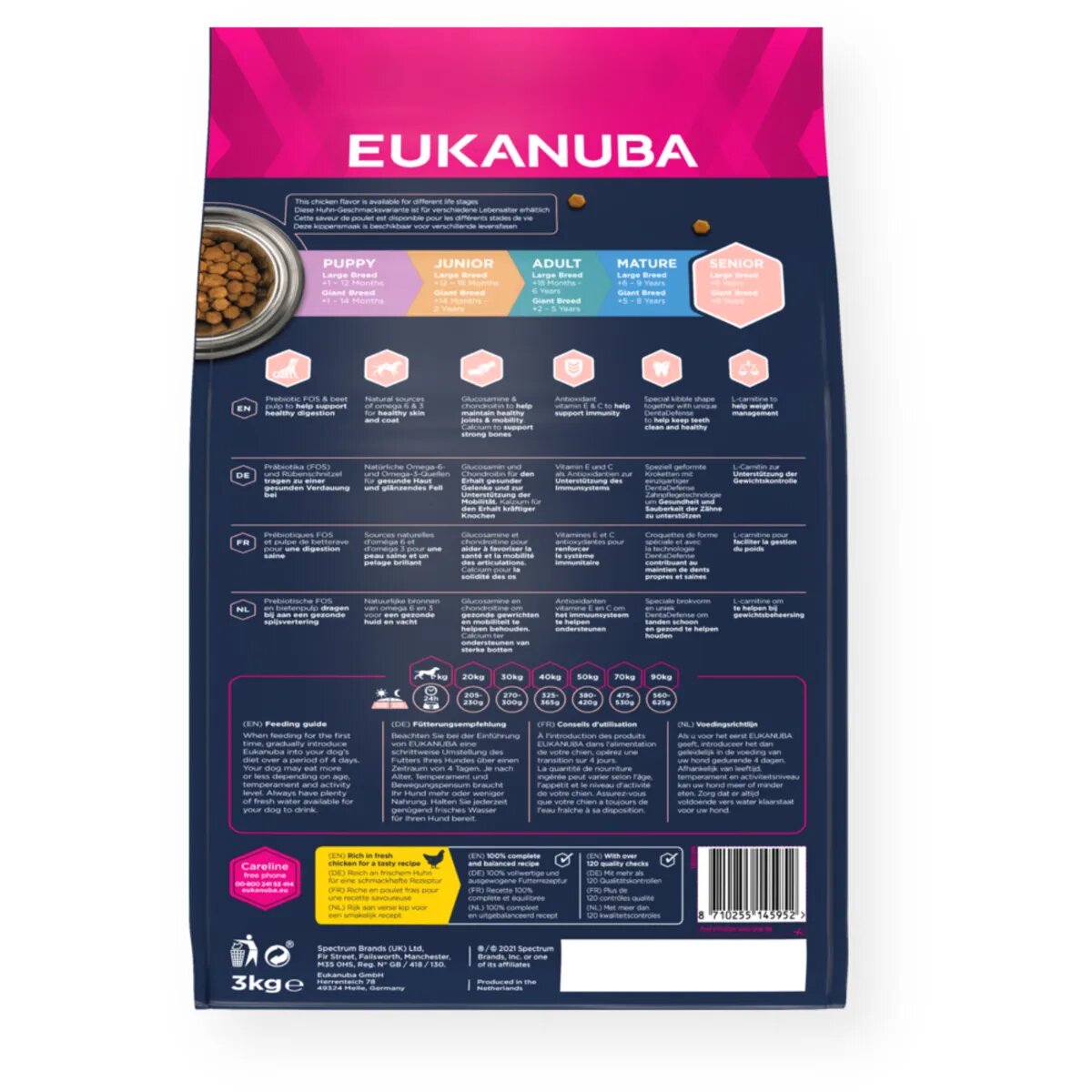 EUKANUBA Senior Large Breed L-XL Pui hrană uscată câini senior 15kg