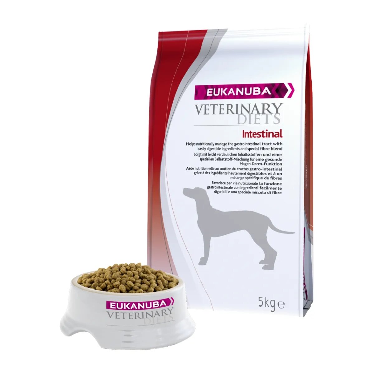 Eukanuba Veterinary Diets Intestinal Pui și Curcan dietă veterinară câini hrană uscată afecțiuni digestive 5kg