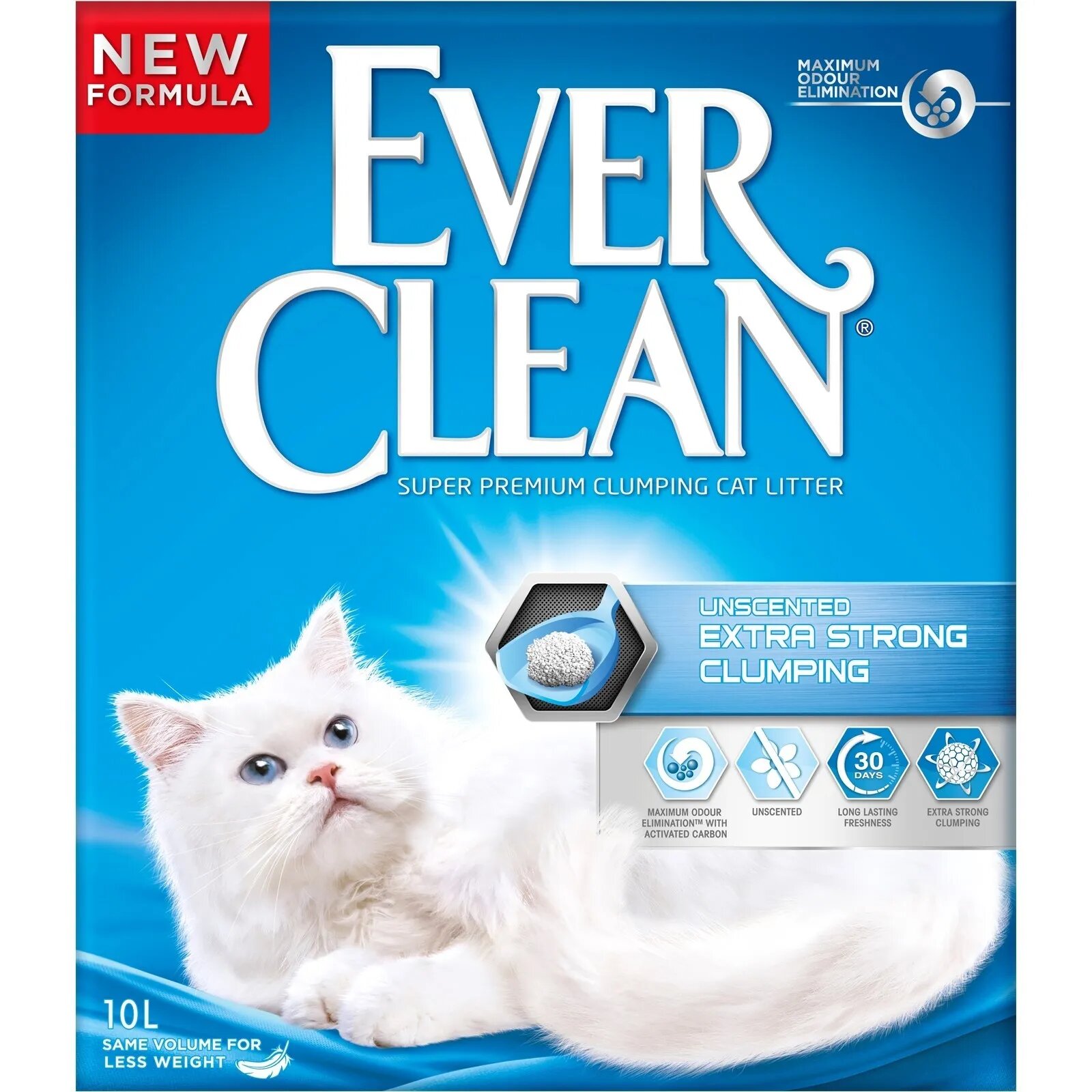 Ever Clean Extra Strong neparfumat așternut igienic pisici granule bentonită aglomerant neutralizare mirosuri 10l