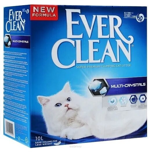 Ever Clean Multi Crystals neparfumat așternut igienic pisici granule bentonită aglomerant neutralizare mirosuri 10l