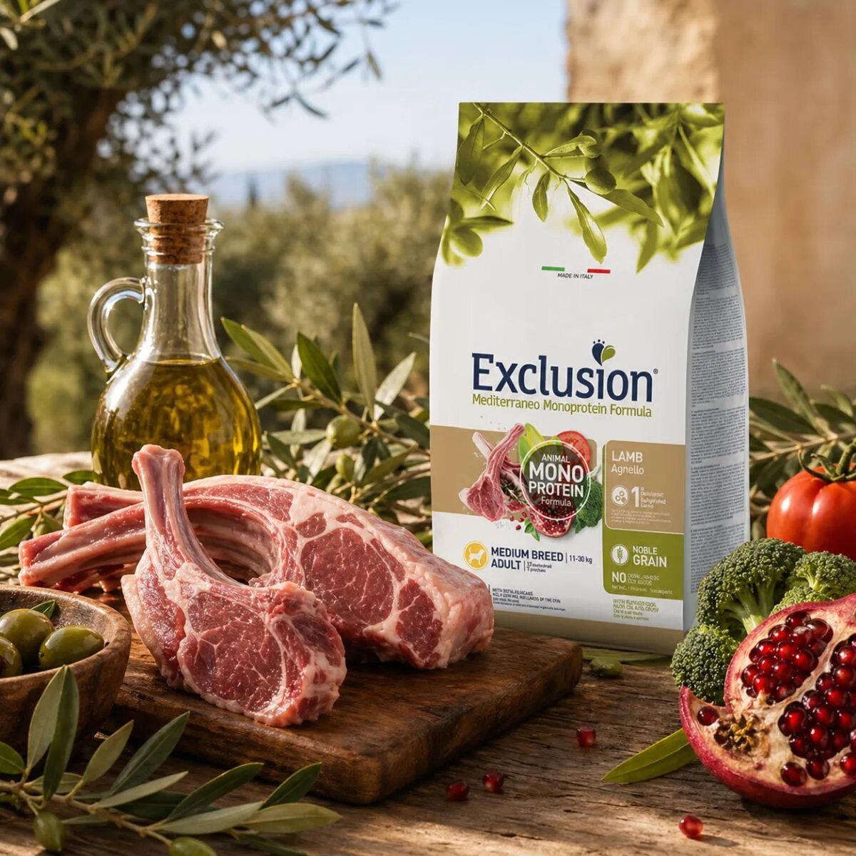 EXCLUSION Mediterraneo Monoprotein Formula Adult Medium M Miel hrană uscată monoproteică câini 12kg