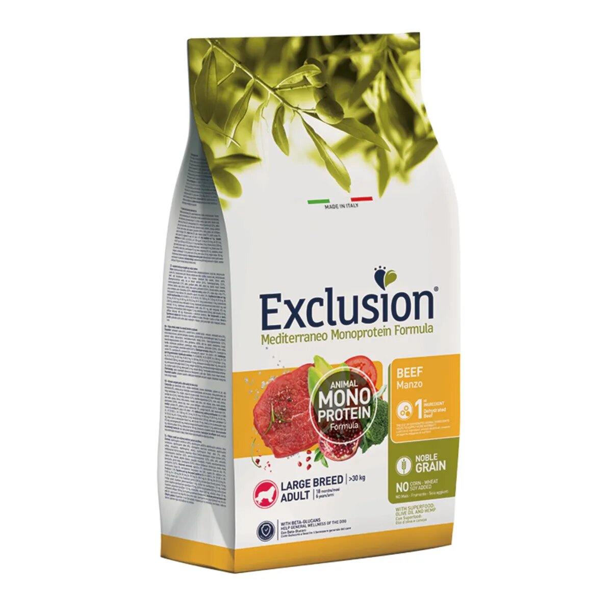 EXCLUSION Mediterraneo Monoprotein Formula Large Breed L-XL Vită hrană uscată monoproteică câini 12kg