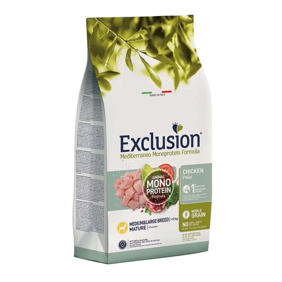 EXCLUSION Mediterraneo Monoprotein Formula Mature Medium&Large M-XL Pui hrană uscată monoproteică câini senior 12kg